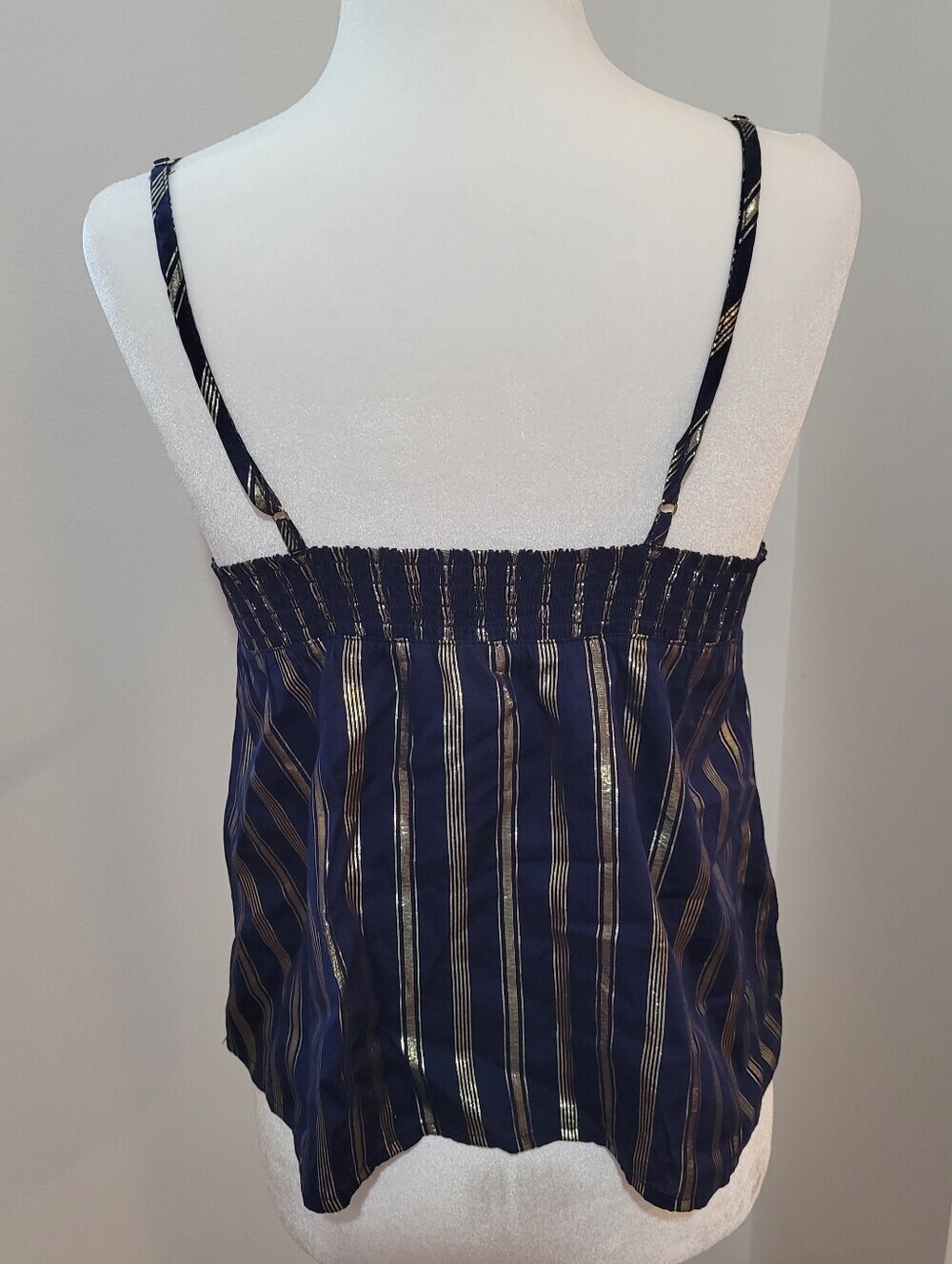 New With Flaws! Victorias Secret Blue And Gold Cotton Blend Lightweight Cami - Picture 4 of 9